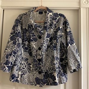 Westbound Woman Navy & White Floral Jacket• 1X
